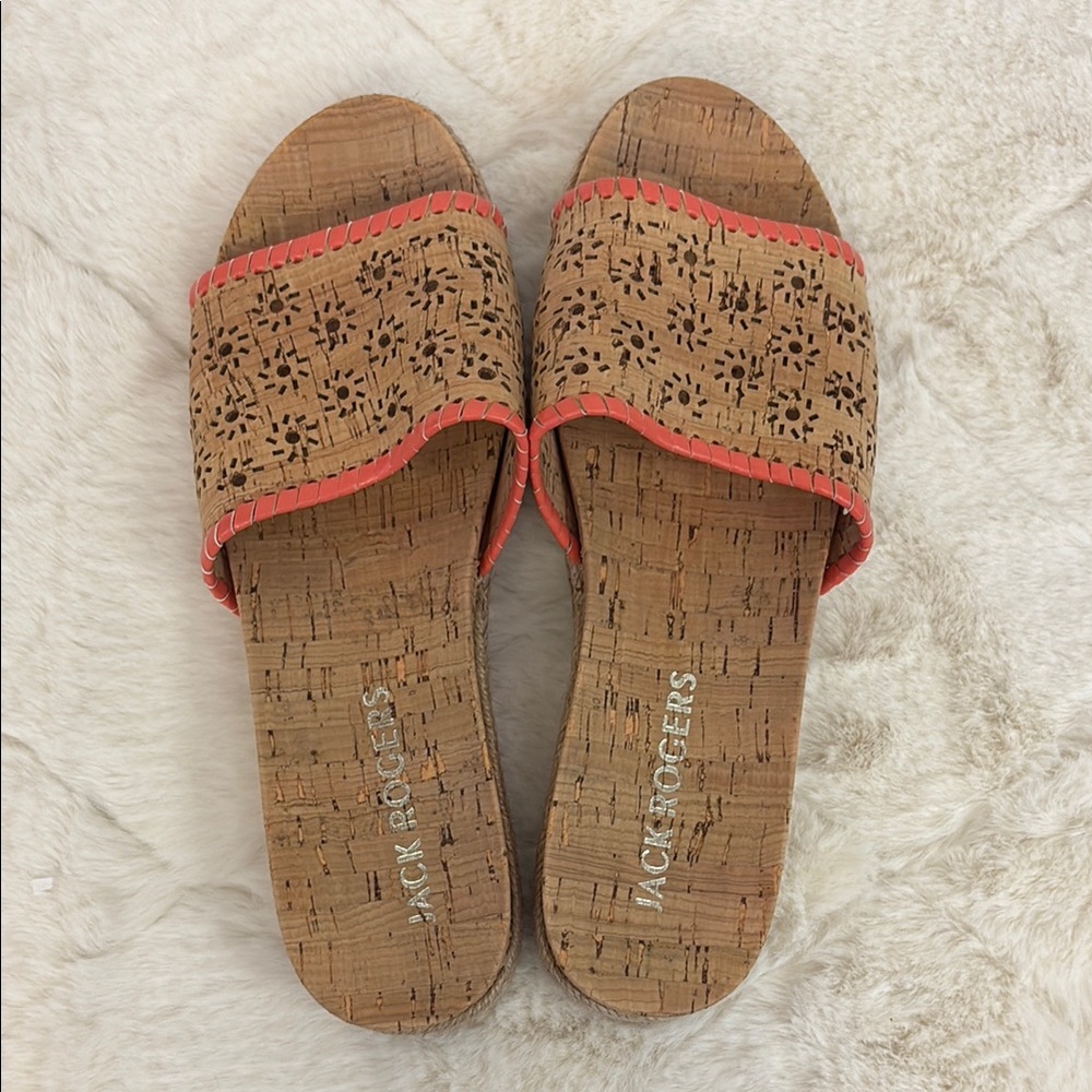 Women’s Sandals, Jack Rodgers, Size 8, Tan/Pink, Cork